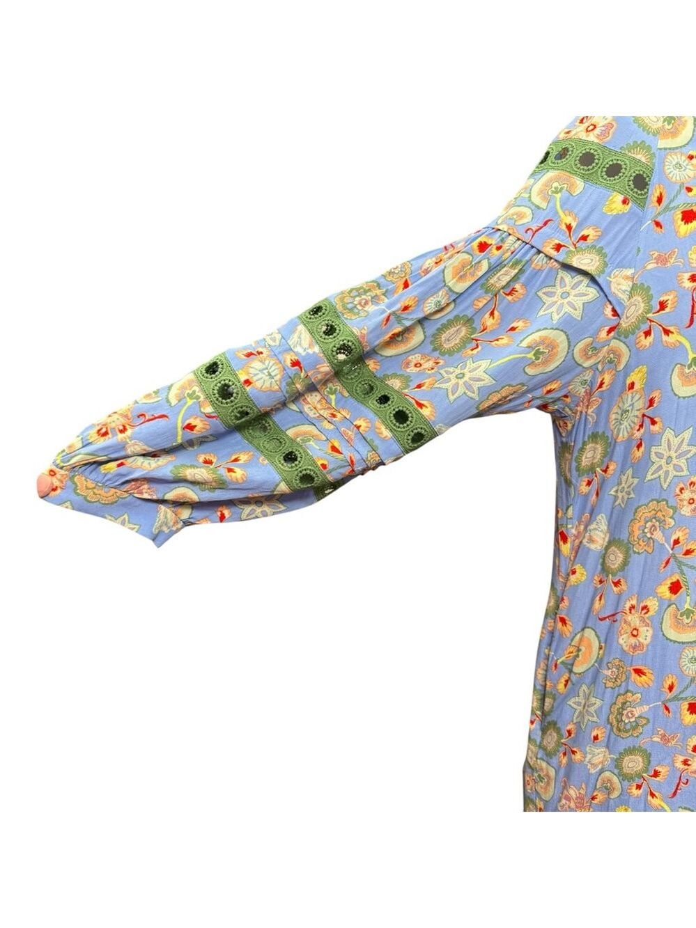 Diane Von Furstenberg Blue Floral Boho Tunic Dress XL - Picture 5 of 10